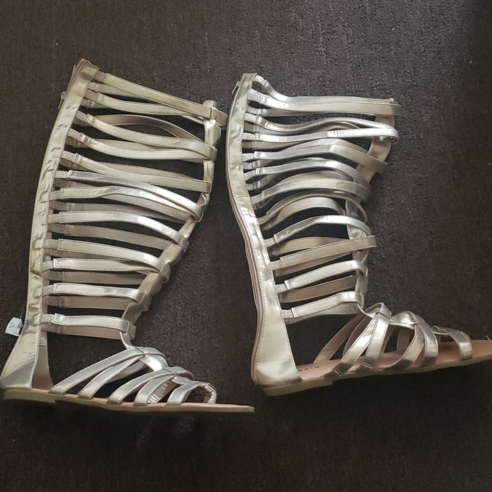 Gold Gladiator Sandles. Wide Calf